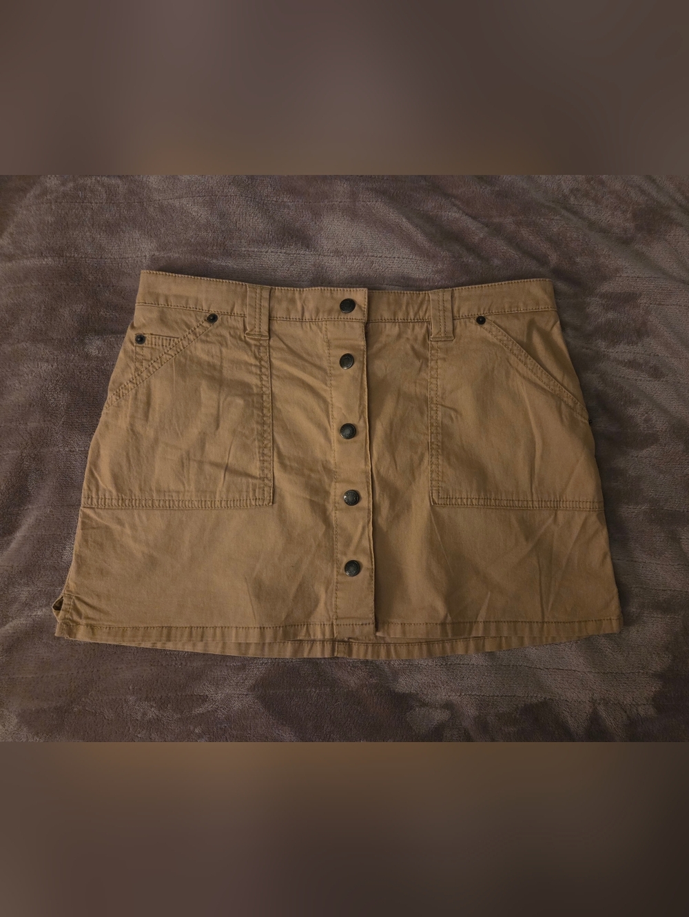 Y2K Abercrombie & Fitch Button-Front Mini Skirt in Tan